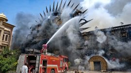 A fire broke out at the abandoned Kingdom of Dreams site in Gurgaon Sector 29. (Special Arrangement)