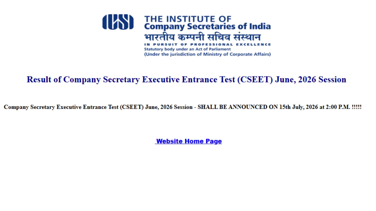 CSEET Result June 2026: ICSI to release scorecards today at icsi.edu