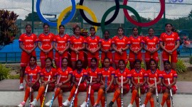 Indian hockey team players sport the new saffron jersey. (Photo: Hockey India)