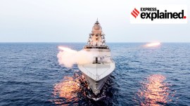 INS Mahendragiri during its commissioning ceremony, in Visakhapatnam, Andhra Pradesh.