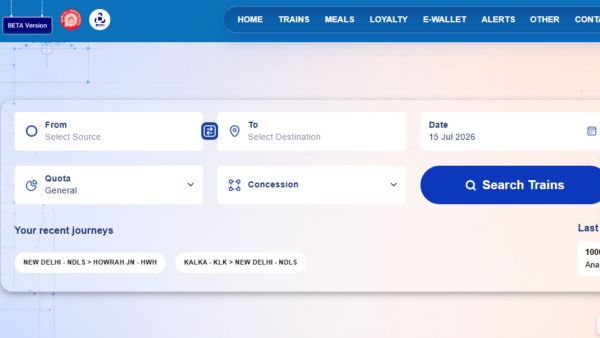 IRCTC beta website (Image: IRCTC)