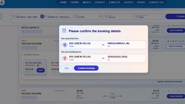 Train ticket booking from IRCTC beta website (Image: IRCTC)