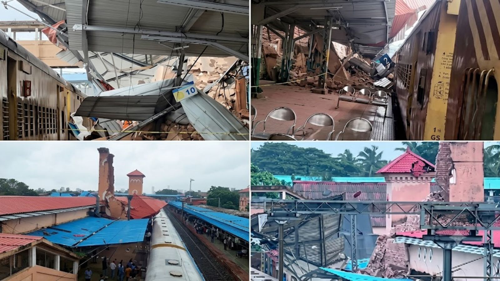 Kozhikode railway station's 100-year-old clock tower collapses after heavy rain (Image: PTI/Enhanced with AI)