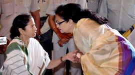 Chandrima Bhattacharya with Mamata Banerjee (PTI File Photo)