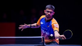 Manush Shah, ranked 40th in singles, employed his pedigree and years on the circuit to dismantle Ankur 11-7, 11-5. (UTT Photo)