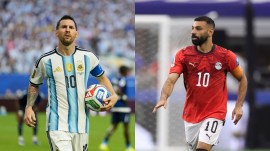 messi salah ap Salah and Messi meet in the World Cup Round of 16 – the first time Egypt will face Argentina at the event. (AP Photo)