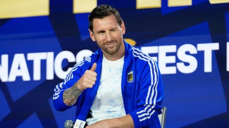 Messi will touch another World Cup record on Sunday, becoming only the second man after Brazil's Cafu to appear in three tournament finals. (AP Photo)