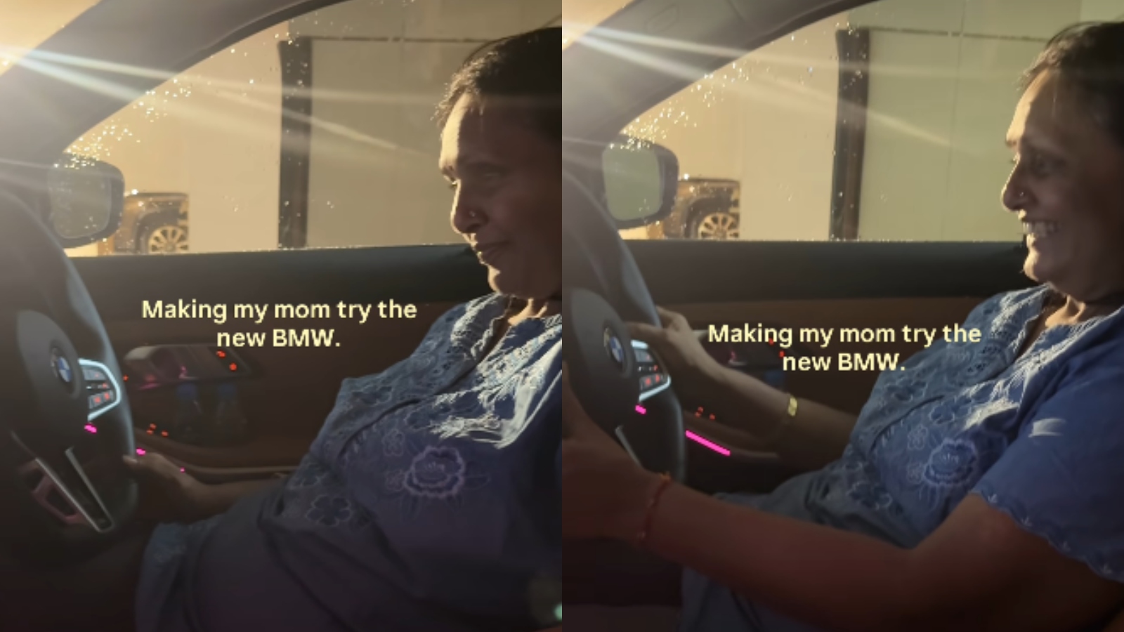'Her reaction is priceless': Mother's joy on seeing son's new BMW wins hearts online