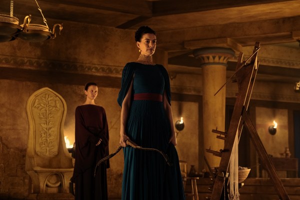 Anne Hathaway as Penelope performs a 'swayamvar' with the suitors.