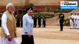 Ms. Takaichi Sanae, Prime Minister of Japan, with Prime Minister Narendra Modi during the ceremonial at Rashtrapati Bhawan in New Delhi (Express Photo by Renuka Puri)