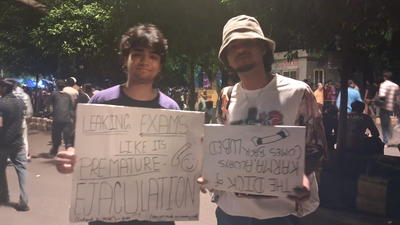 Avik and Ayush continued their protest on Thursday over the NEET paper leak.