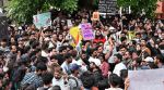 Students, youth, and parents held a demonstration at Balgandharva Chowk in support of Sonam Wangchuk on Sunday.Express Photo By Pavan Khengre