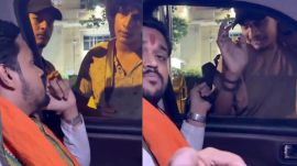 Viral video allegedly shows Satyam Pandit assaulting two CJP protest participants in Delhi.