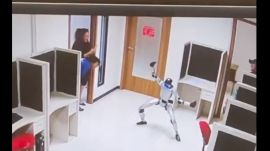 A viral video claims to show a humanoid robot attacking office workers in Indonesia, but there is no independent evidence confirming the incident or its cause. (Image:X/ Shiity future)