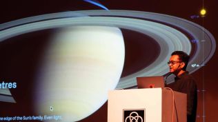Experimental physicist Prof. Rana Adhikari during the Chandra Public Lecture at IUCAA on Thursday.