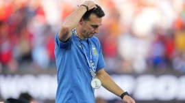 An emotional Lionel Scaloni said he could leave the Argentina coaching role at the end of the year after the World Cup final loss. (AP Photo)