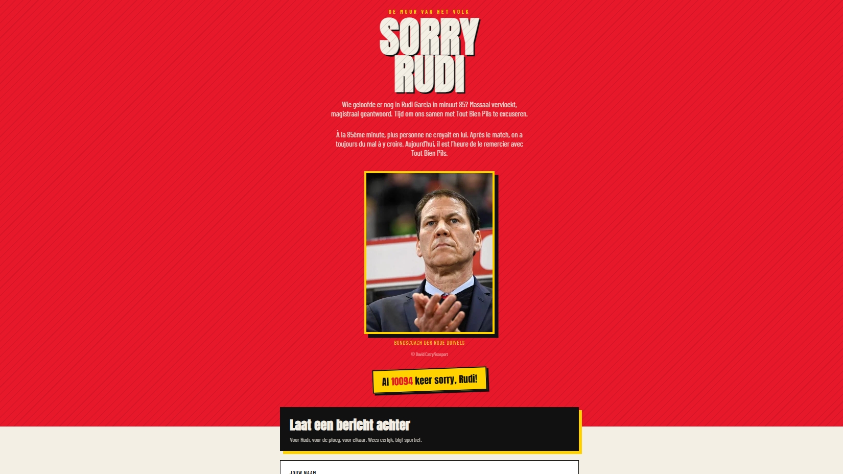 The "Sorry Rudi" website. 