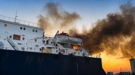 FSUI said MV AMIR1, currently at Ukrainian port Chornomorsk with 15 crew on board, including 13 Indian seafarers, is trapped in a "terrible and life-threatening situation". (FSUI/image enhanced using AI)