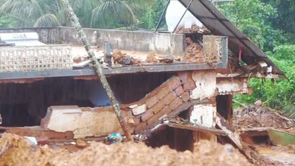 A house damaged by the landslide in Kerala's Wayanad district (PTI Photo)