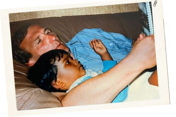 Meena reads with her father Henk. Credit: Meena Getlink