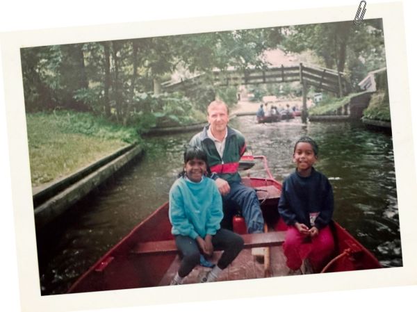 Meena, Henk and Ashok on a rowboat during an outing. Credit: Meena Getlink