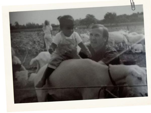 Meena with her father Henk at a farm in the Netherlands. Credit: Meena Getlink