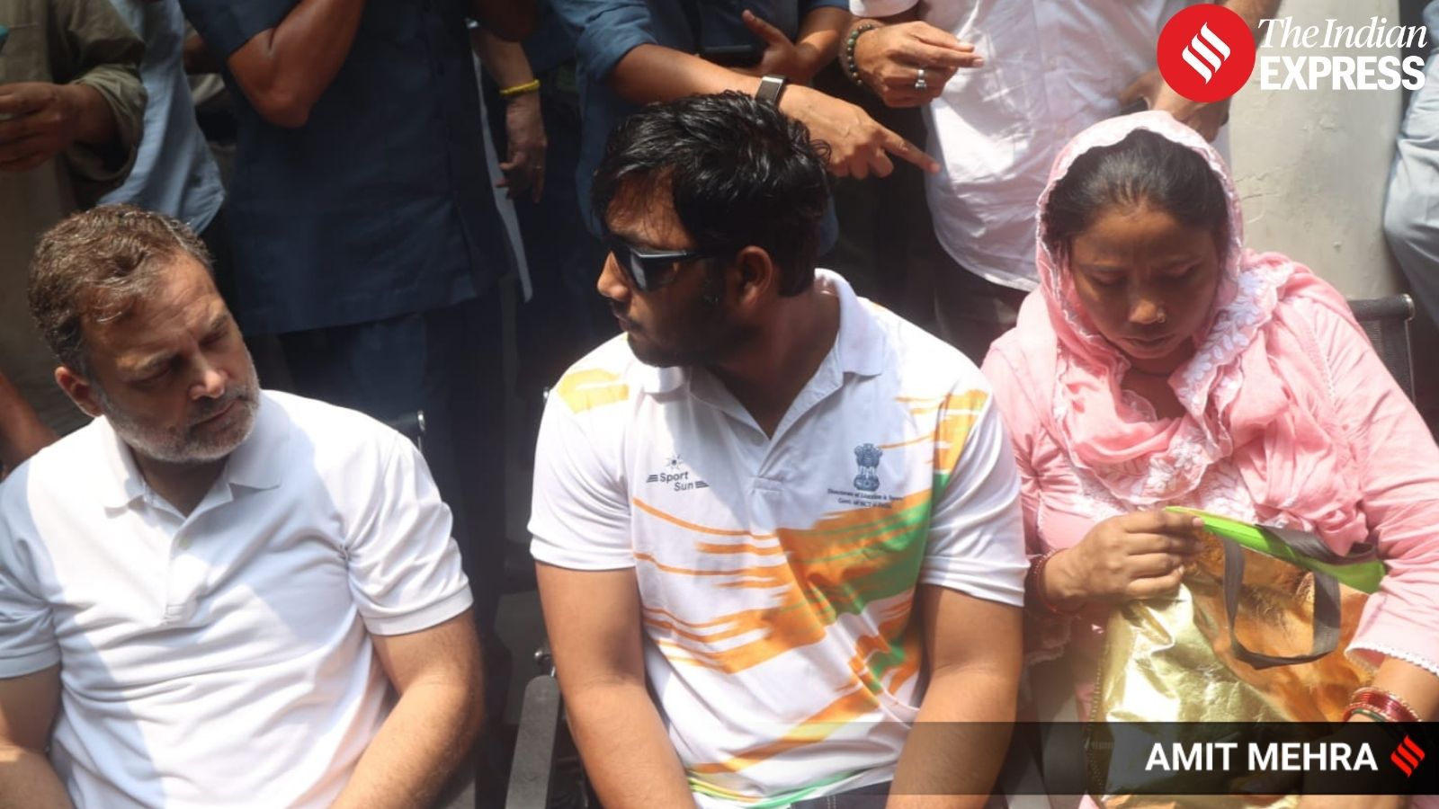 In Photos Rahul Gandhi Stages Sit In With Pellet Gun Victim At Delhi Police Station