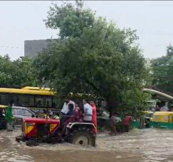 Waterlogged street outside A1 block of South City II. (Special arrangement)