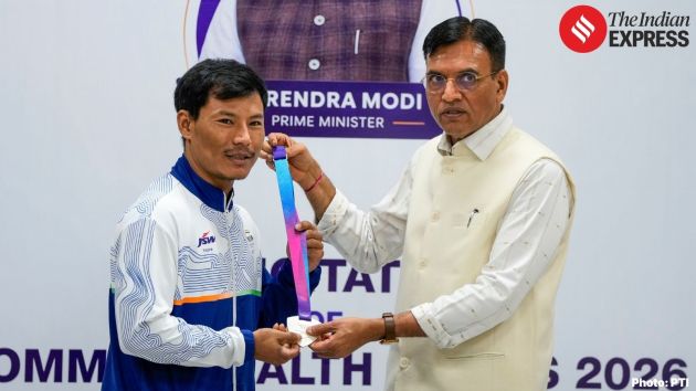 The weightlifters were felicitated by Mandaviya after their return to India