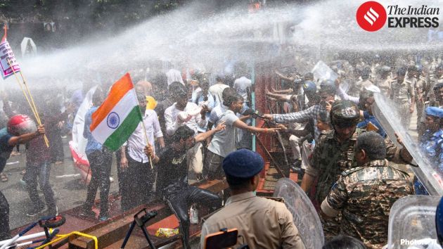 when the law enforcers used water cannons to disperse the agitators, instead of budging, they started a 'rain dance'