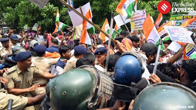 A student-led protest in Patna – over leaked question papers – turned violent after cops lathi-charged the protesters