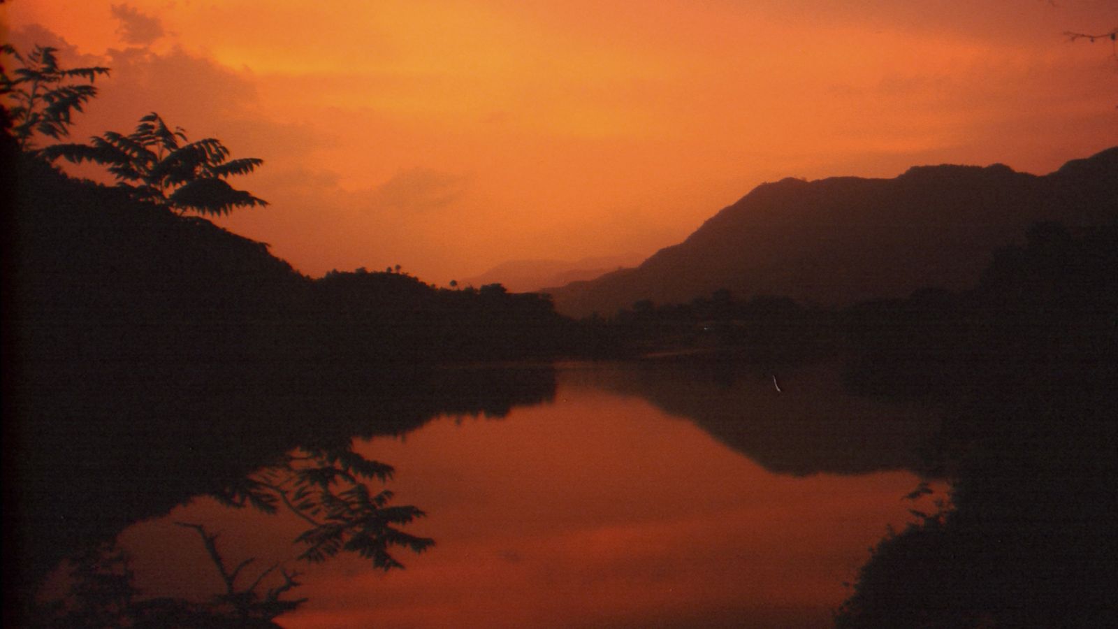 A lake at sunset