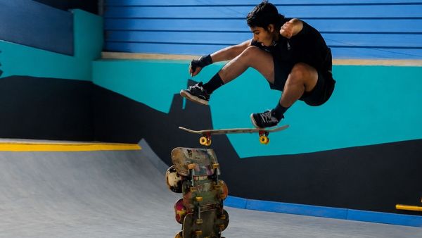 A skater at Backyard Skatepark Saket