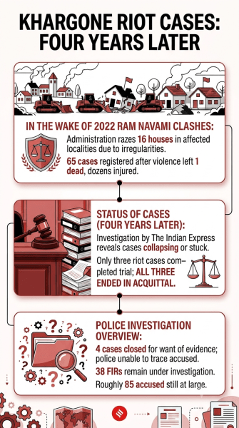 AI generated image of infographic for Khargone communal violence special story