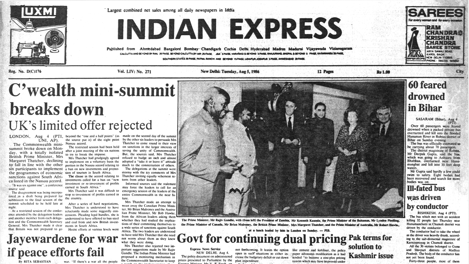 40 years ago August 5, 1986: Thatcher isolated