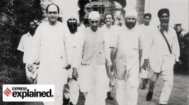 Vande Mataram row: Jawaharlal Nehru and Subhas Chandra Bose proceeding to an AICC meeting in October 1937. (Wikimedia Commons. enhanced using AI)