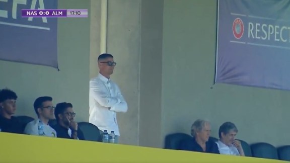 Cristiano Ronaldo watches from the stands as Al Nassr take on UD Almeria. (Screengrab: X)