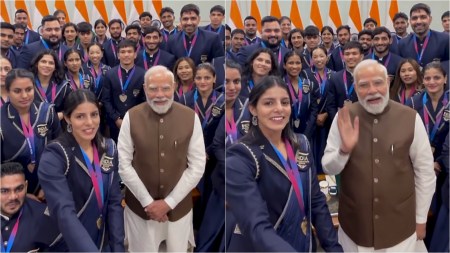 Prime Minister Narendra Modi meets Commonwealth Games 2026 medalists, at his residence, in New Delhi. (PTI Photo)