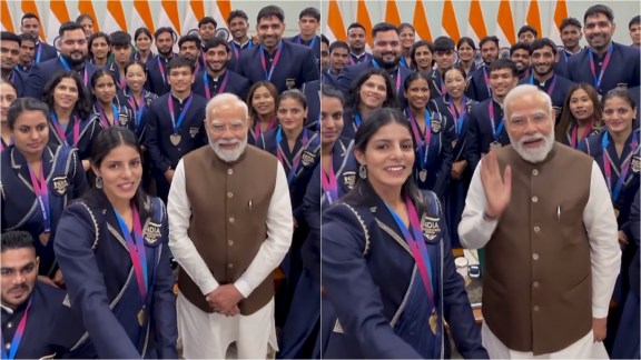 Prime Minister Narendra Modi meets Commonwealth Games 2026 medalists, at his residence, in New Delhi. (PTI Photo)