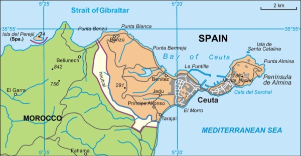 Map of Ceuta and Perejil Island, in Spain (Wikimedia Commons)