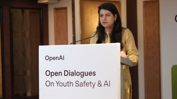 Pragya Misra, OpenAI’s Head of Strategy & Global Affairs, India, at the company’s Open Dialogues on Youth Safety & AI event in Mumbai.