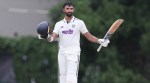 Devdutt Padikkal of India celebrates after scoring a hundred during Day 2 of the warm-up match between Sri Lanka XI and India at the NCC Ground, Colombo, Sri Lanka, on August 8, 2026.