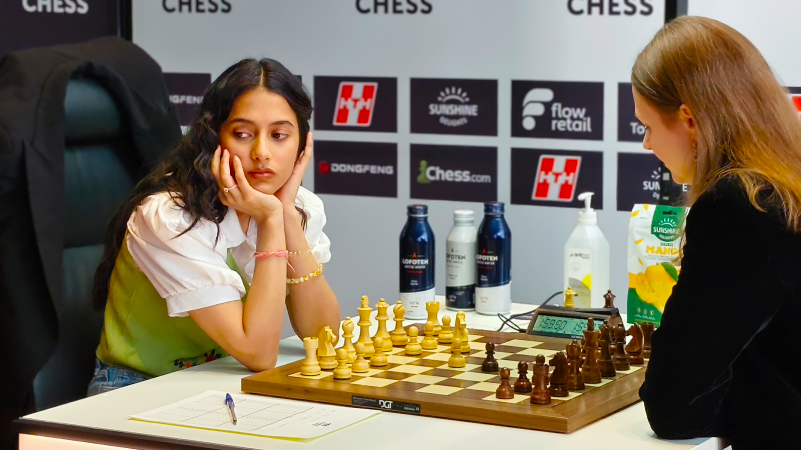 File image of Divya Deshmukh taking on Anna Muzychuk during the 2026 Norway Chess tournament. 