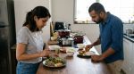 Couple eating separately because of different food preferences
