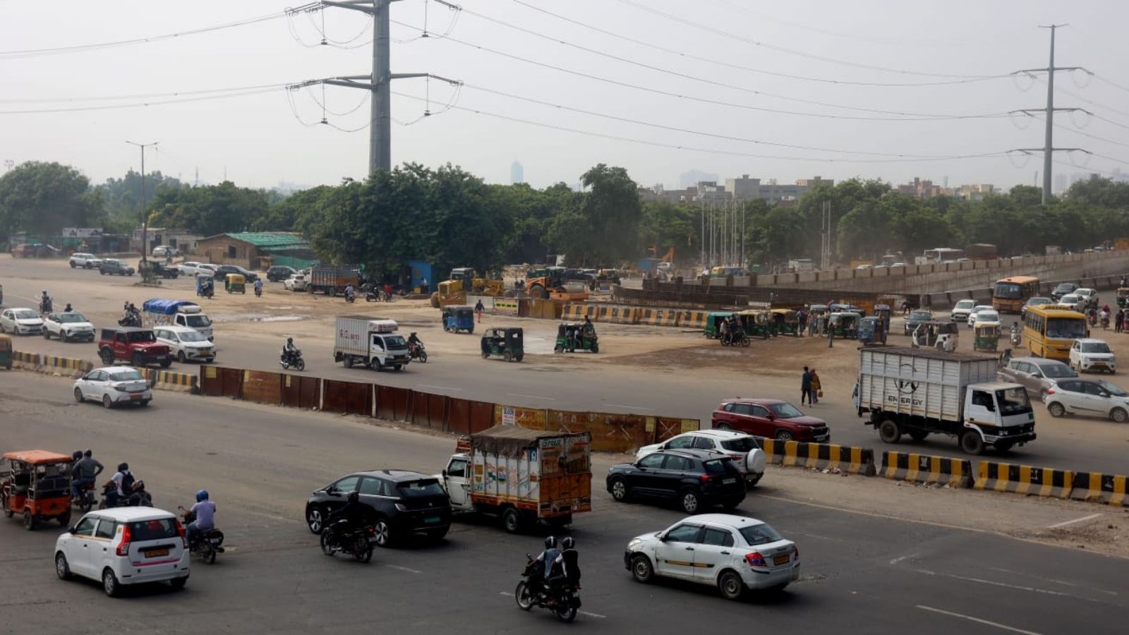 With nearly one lakh vehicles passing through Gaur Chowk every day, commuters face another two months of congestion. (Express Image)