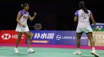 Indian women's doubles pair of Treesa Jolly and Gayatri Gopichand in action during BWF Badminton World Championships in New Delhi. (Reuters)