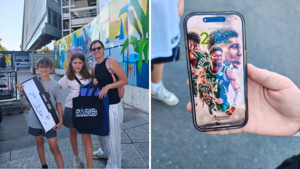 L-R: James Kleban with his cousin and mother & Giannis Antentokounmpo on Ori's phone's wallpaper. (Express Photo)