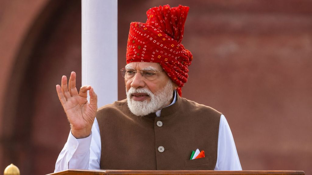 PM Modi addresses the nation from the Red Fort on Saturday.