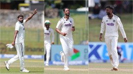 Mohammed Siraj, Prasidh Krishna and Manav Suthar during India vs Sri Lanka 2nd Test in Colombo. (CREIMAS)