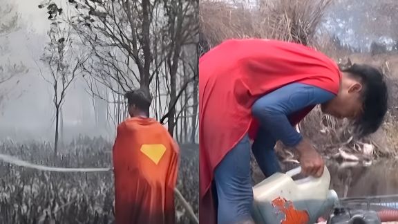 Indonesian boy Superman costume